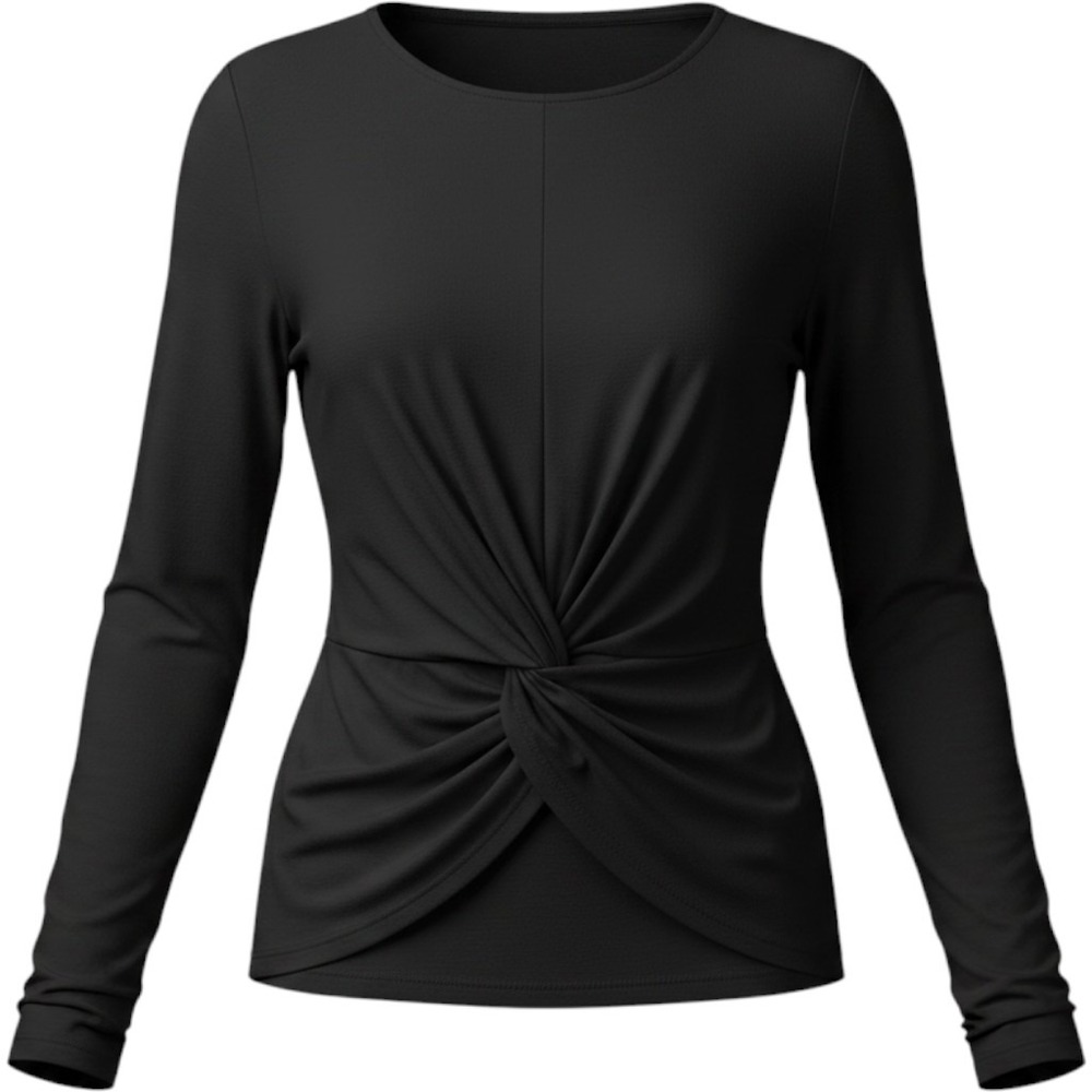 Juicy Couture Womens Black Twist Front Knot Long Sleeve Top XL